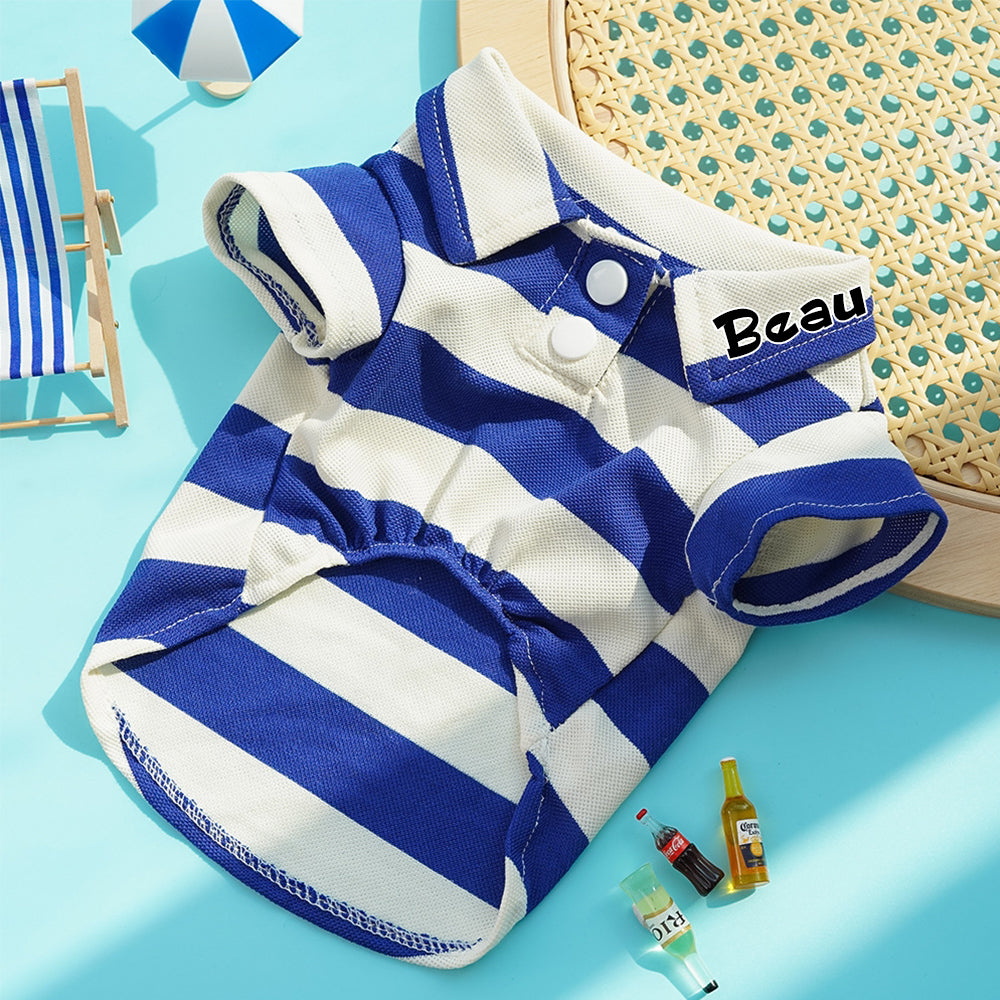 Personalisiertes gestreiftes Poloshirt für Haustiere | inCloth24
