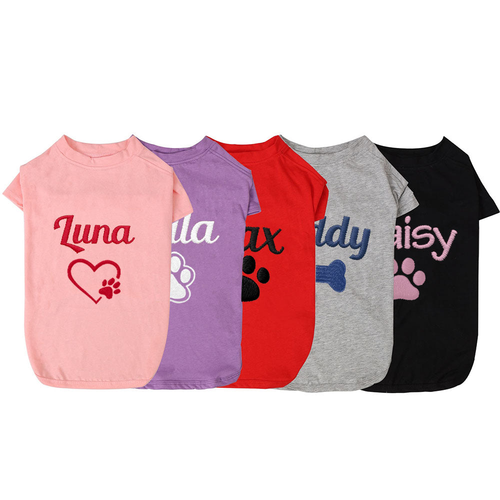 T-shirt personnalisé brodé avec nom pour animaux de compagnie | inCloth75