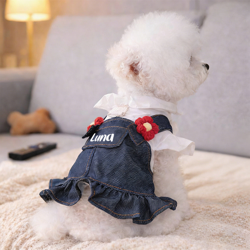 Salopette personnalisée en jean pour animaux de compagnie | inCloth18