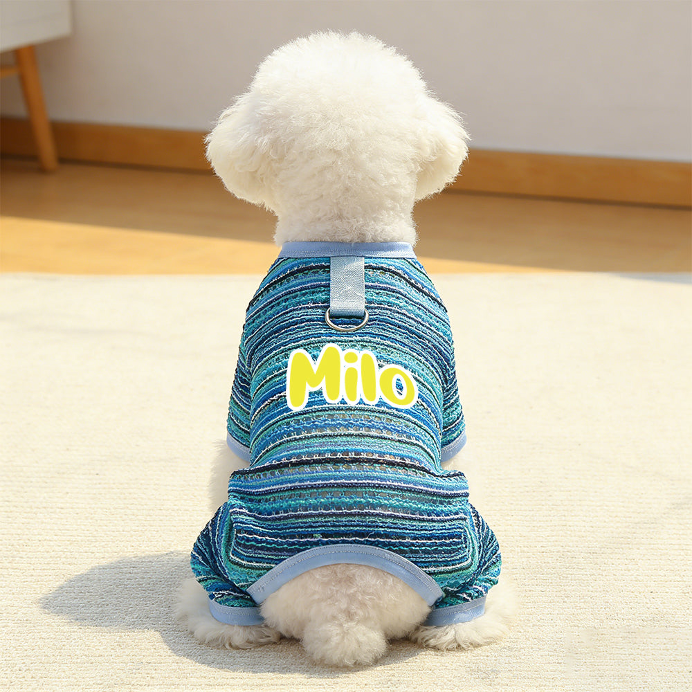 Personalisierter gestreifter Hunde-Jumpsuit mit Namen | inCloth47