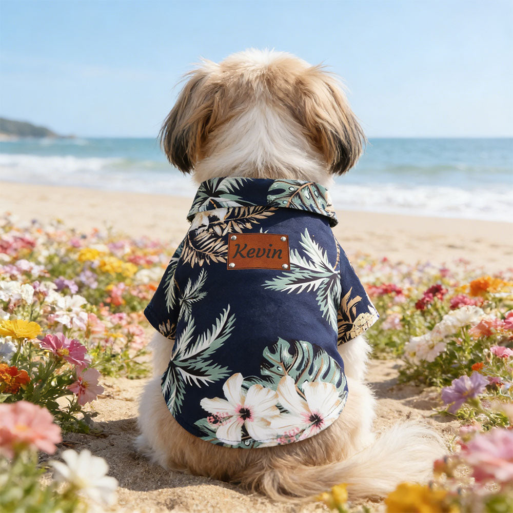 Personalized Leather Patch Name Hawaiian Pet T-shirt | inCloth57