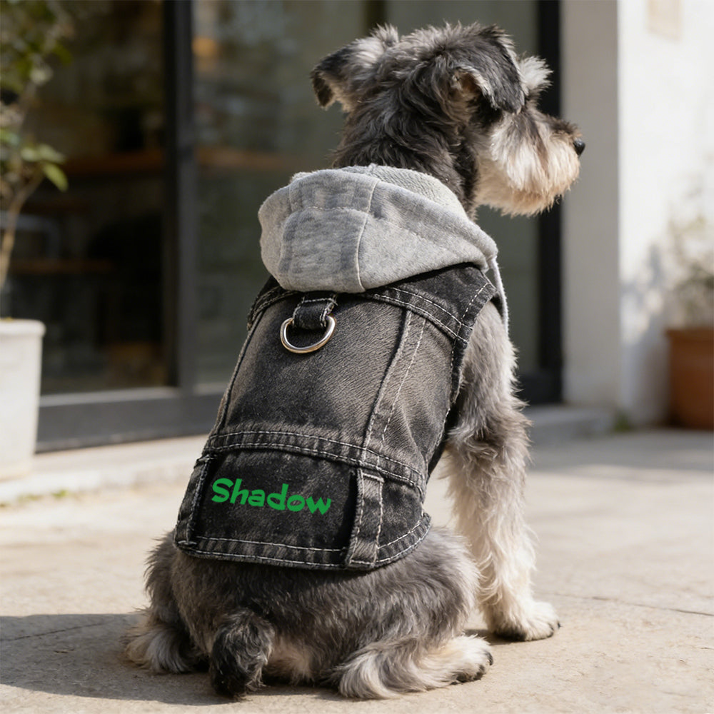 Personalized Name Denim Pet Hoodie Jacket | inCloth60