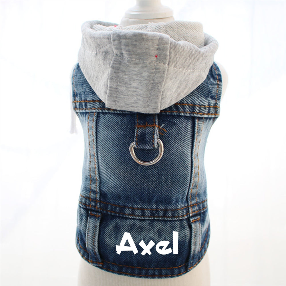 Personalized Name Denim Pet Hoodie Jacket | inCloth60