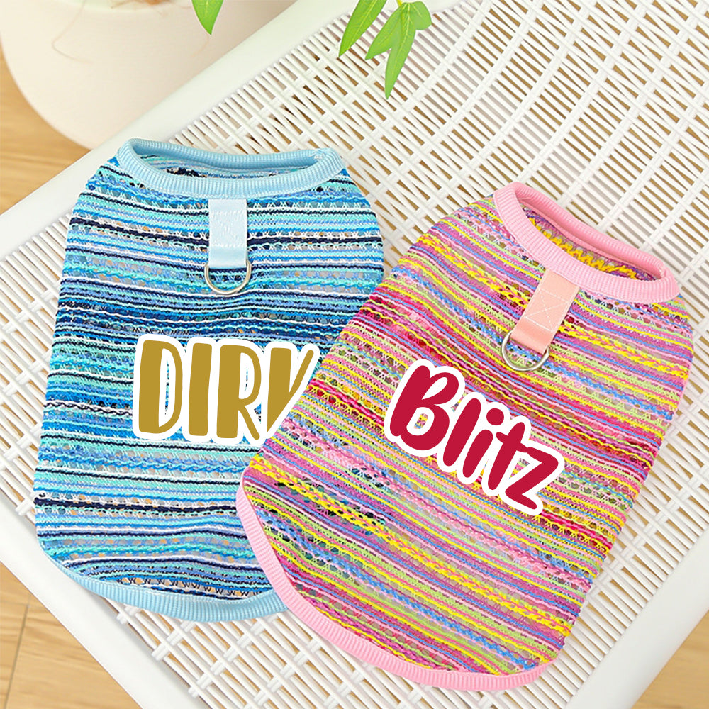 Personalisierter gestreifter Hunde-Jumpsuit mit Namen | inCloth47