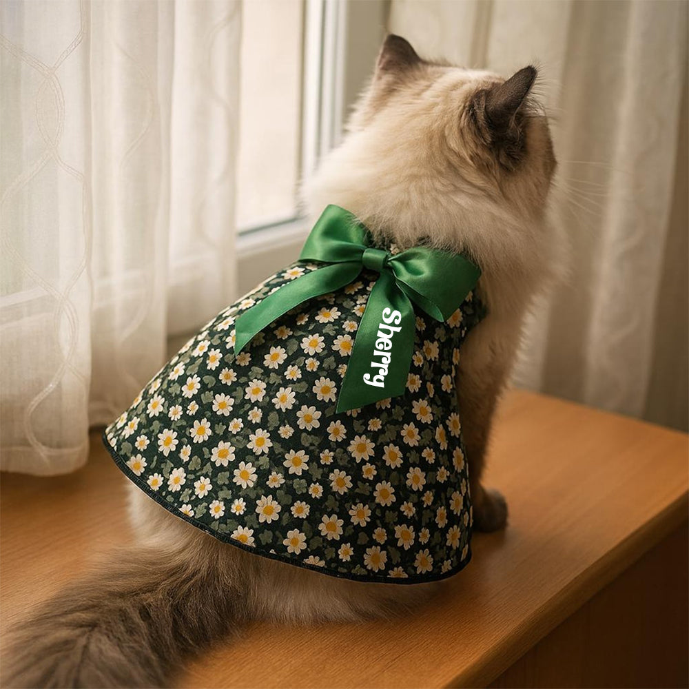 Robe personnalisée à nœud floral pour animaux | inCloth12