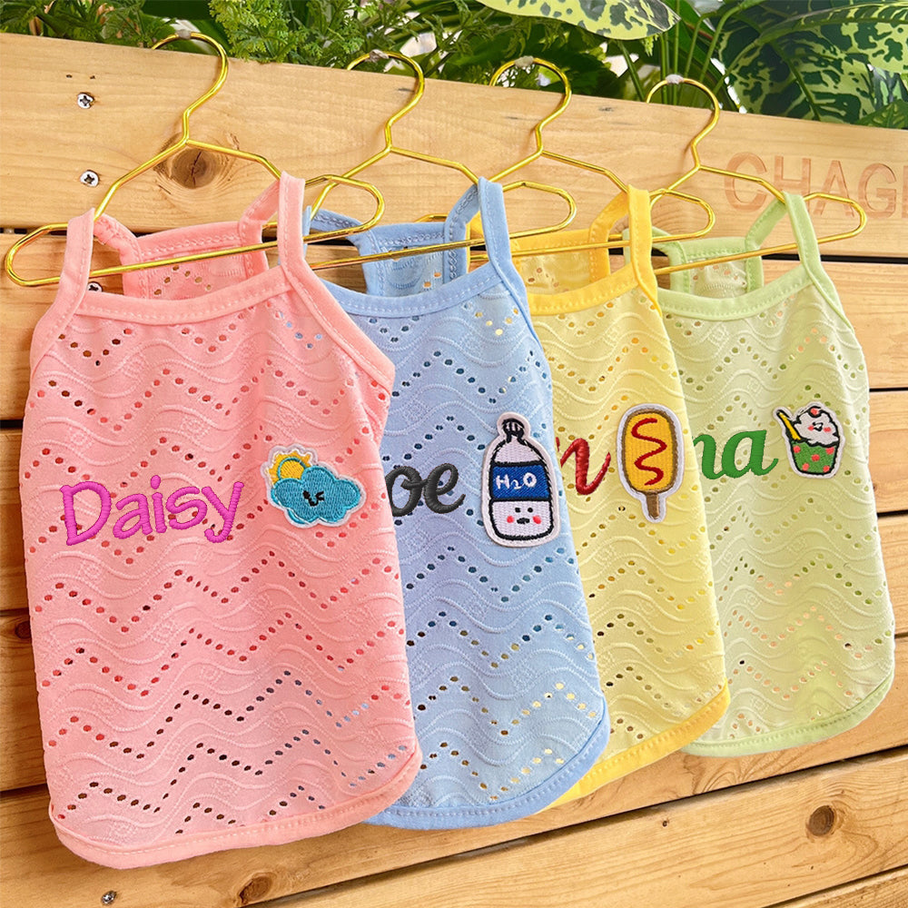 Personalisiertes, besticktes Namens-Tanktop für Haustiere, atmungsaktiv | inCloth34