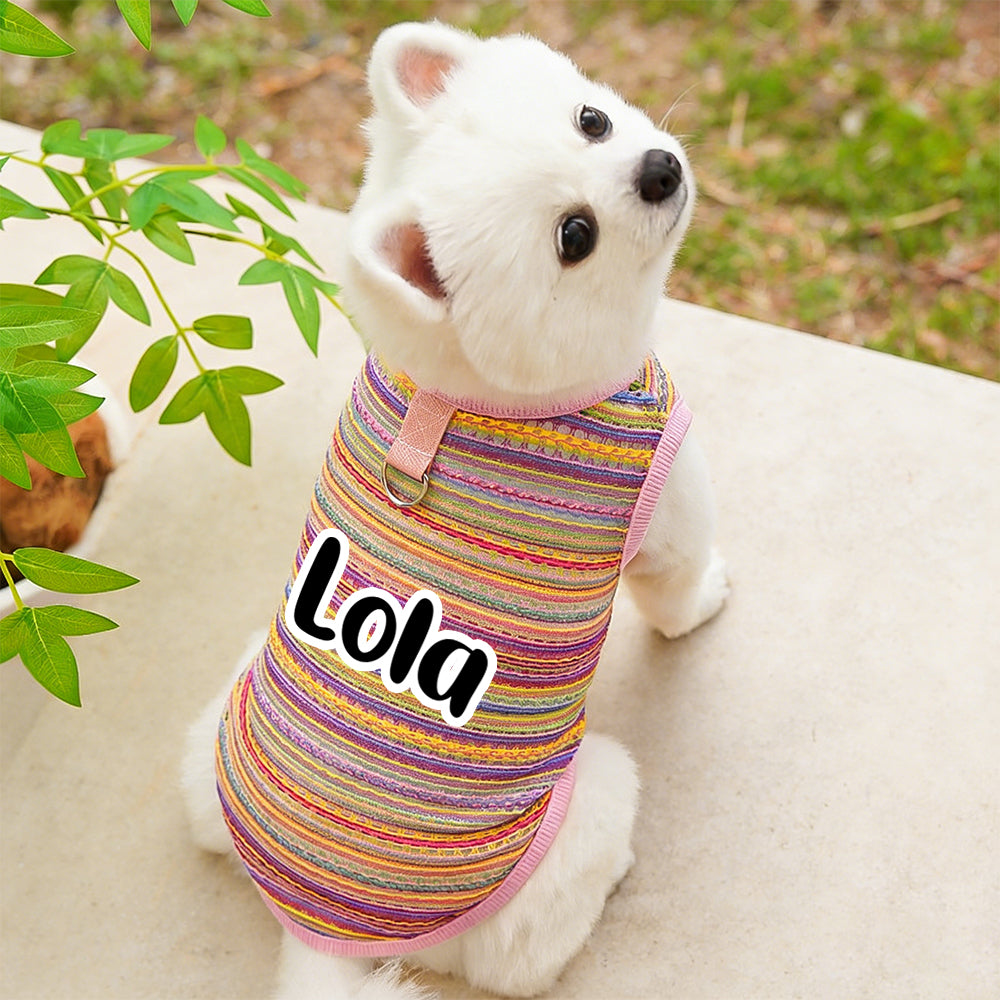 Personalisierter gestreifter Hunde-Jumpsuit mit Namen | inCloth47