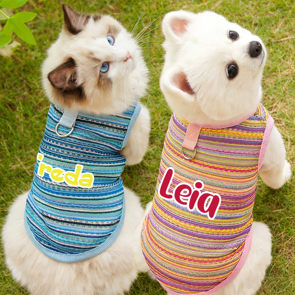 Personalisierter gestreifter Hunde-Jumpsuit mit Namen | inCloth47