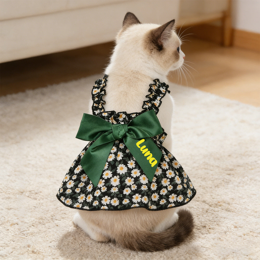 Robe personnalisée à nœud floral pour animaux | inCloth12
