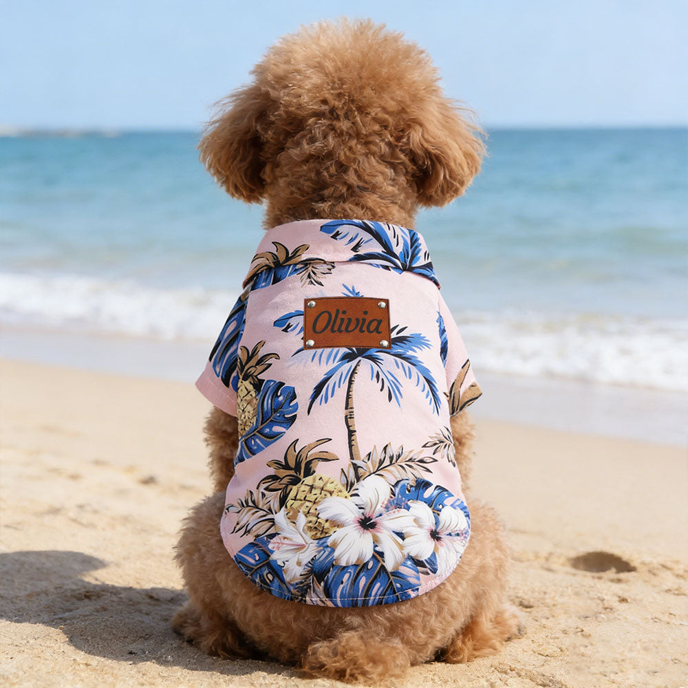 Personalized Leather Patch Name Hawaiian Pet T-shirt | inCloth57