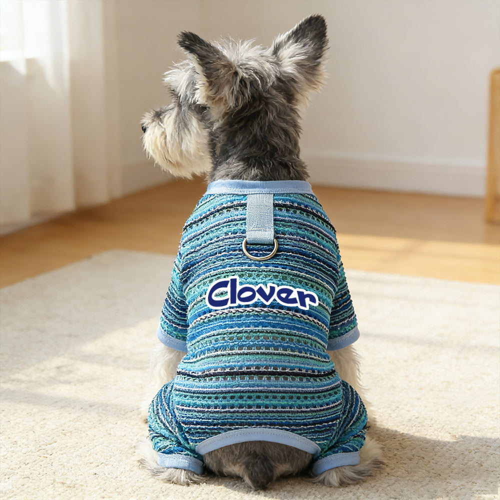 Personalisierter gestreifter Hunde-Jumpsuit mit Namen | inCloth47