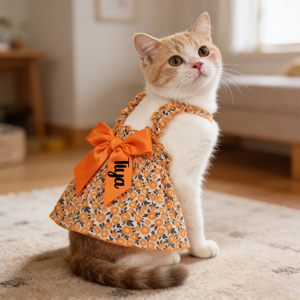 Robe personnalisée à nœud floral pour animaux | inCloth12