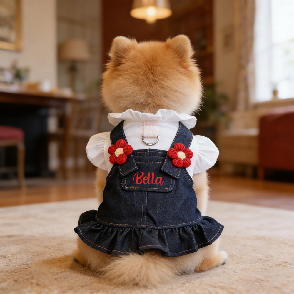 Salopette personnalisée en jean pour animaux de compagnie | inCloth18