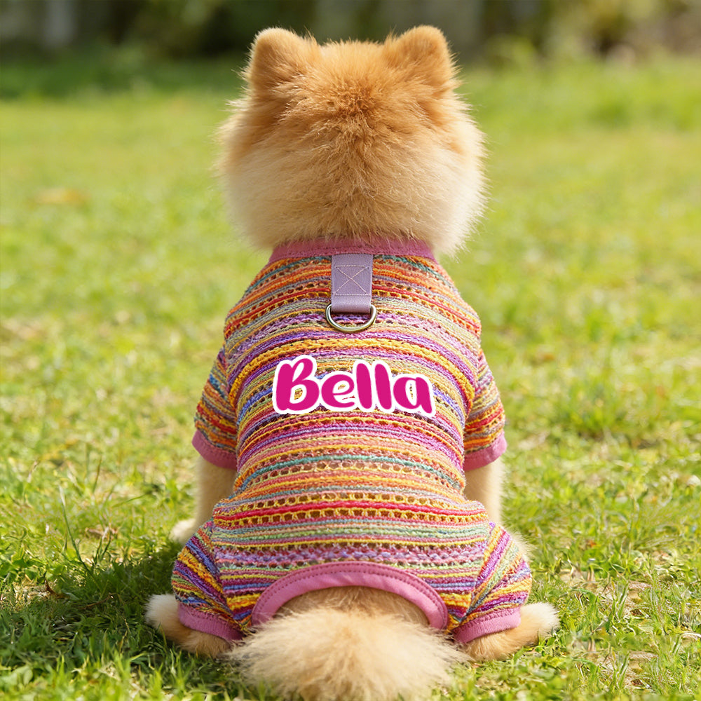 Personalisierter gestreifter Hunde-Jumpsuit mit Namen | inCloth47