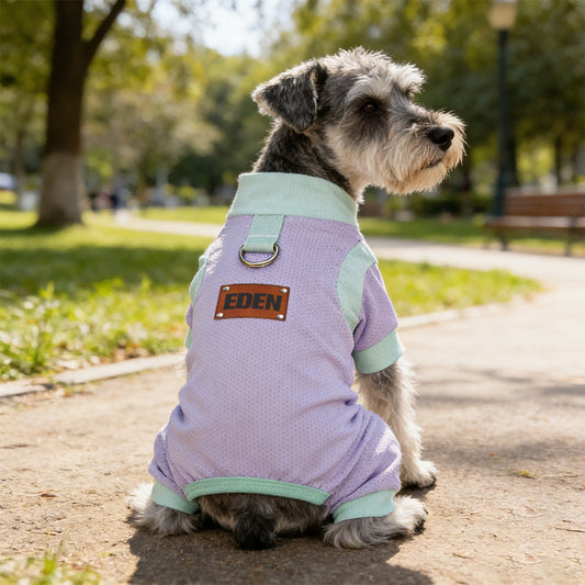 Personalized Leather Patch Name Breathable Summer Pet Jumpsuit  | inCloth64