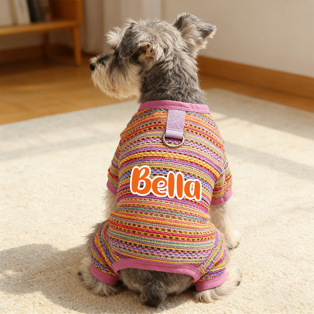 Personalisierter gestreifter Hunde-Jumpsuit mit Namen | inCloth47