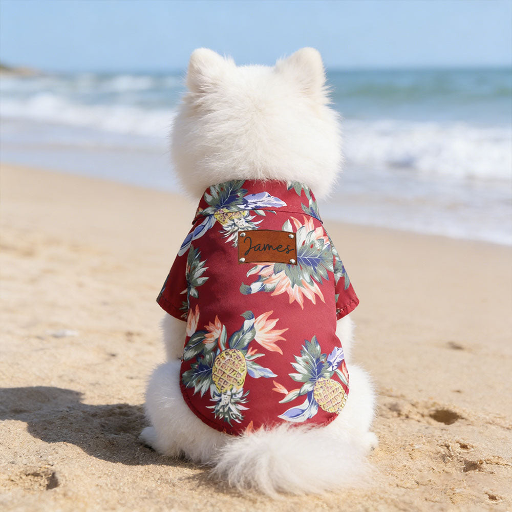 Personalized Leather Patch Name Hawaiian Pet T-shirt | inCloth57