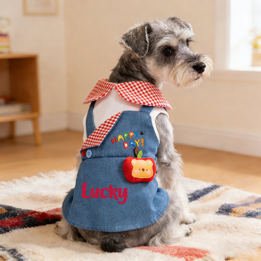 Personalized Name Pet Denim Overalls Dress  | inCloth59