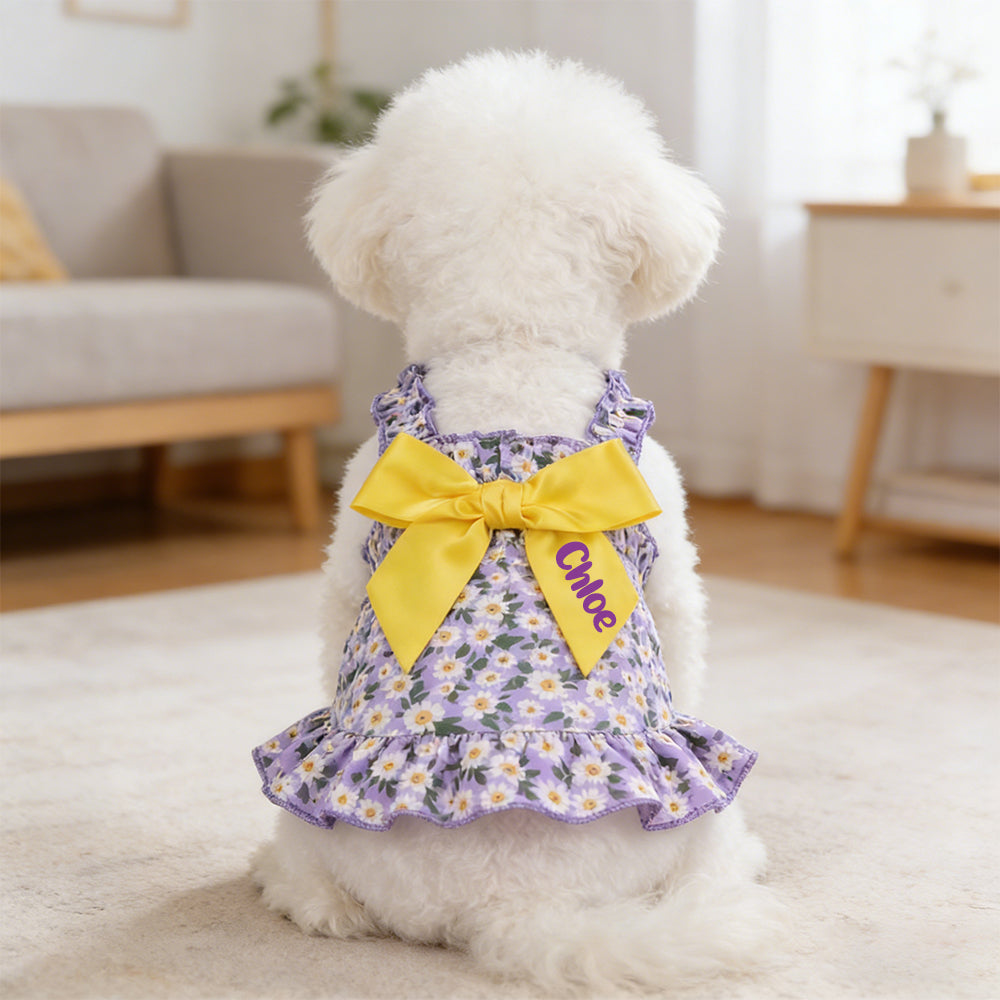 Robe personnalisée à nœud floral pour animaux | inCloth12