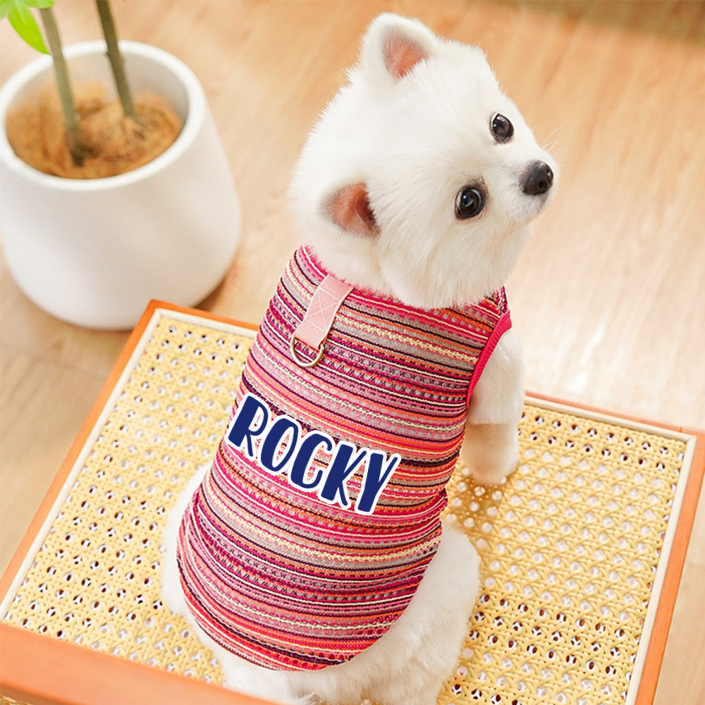Personalisierter gestreifter Hunde-Jumpsuit mit Namen | inCloth47
