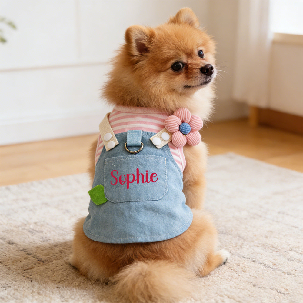 Robe Salopette en Jean Personnalisée pour Animaux de Compagnie | inCloth49