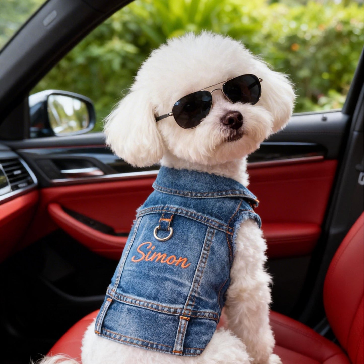 Personalized Embroidered Name Pet Denim Vest | inCloth63