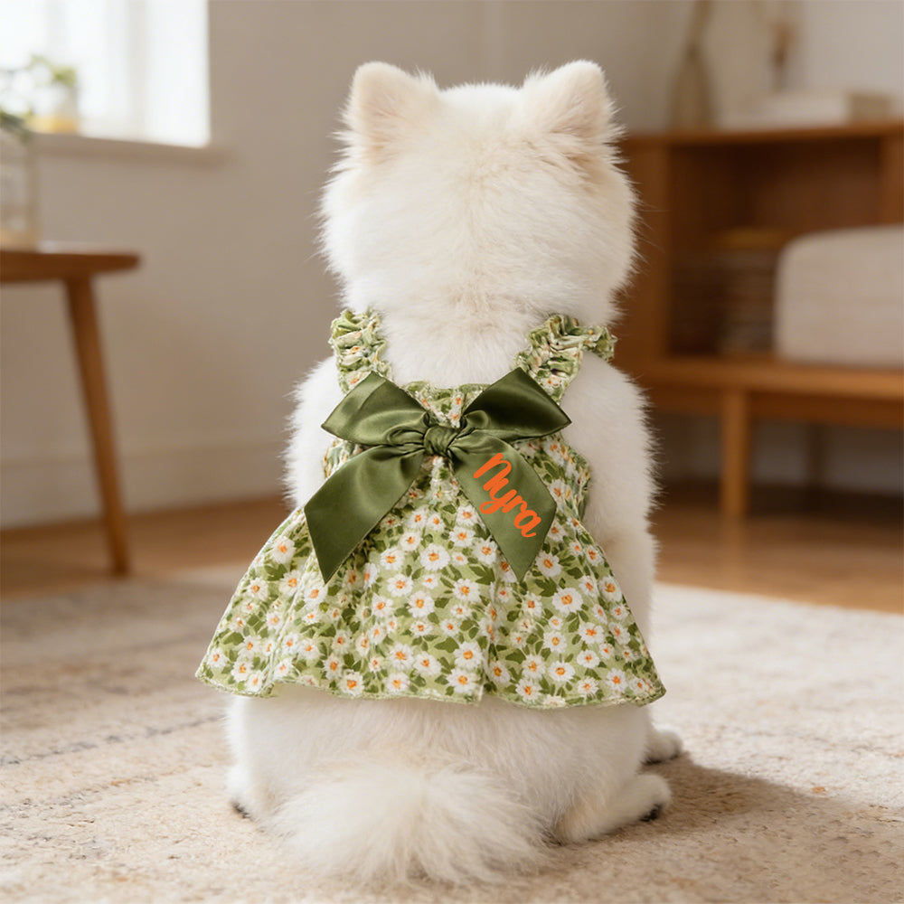 Robe personnalisée à nœud floral pour animaux | inCloth12