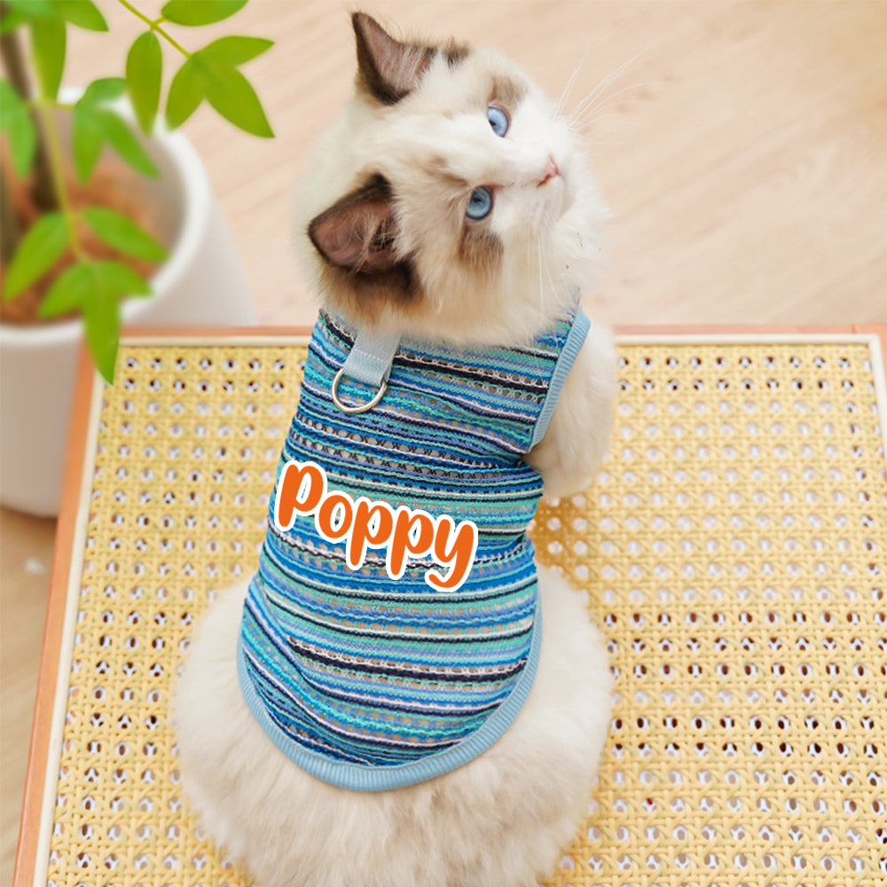 Personalisierter gestreifter Hunde-Jumpsuit mit Namen | inCloth47