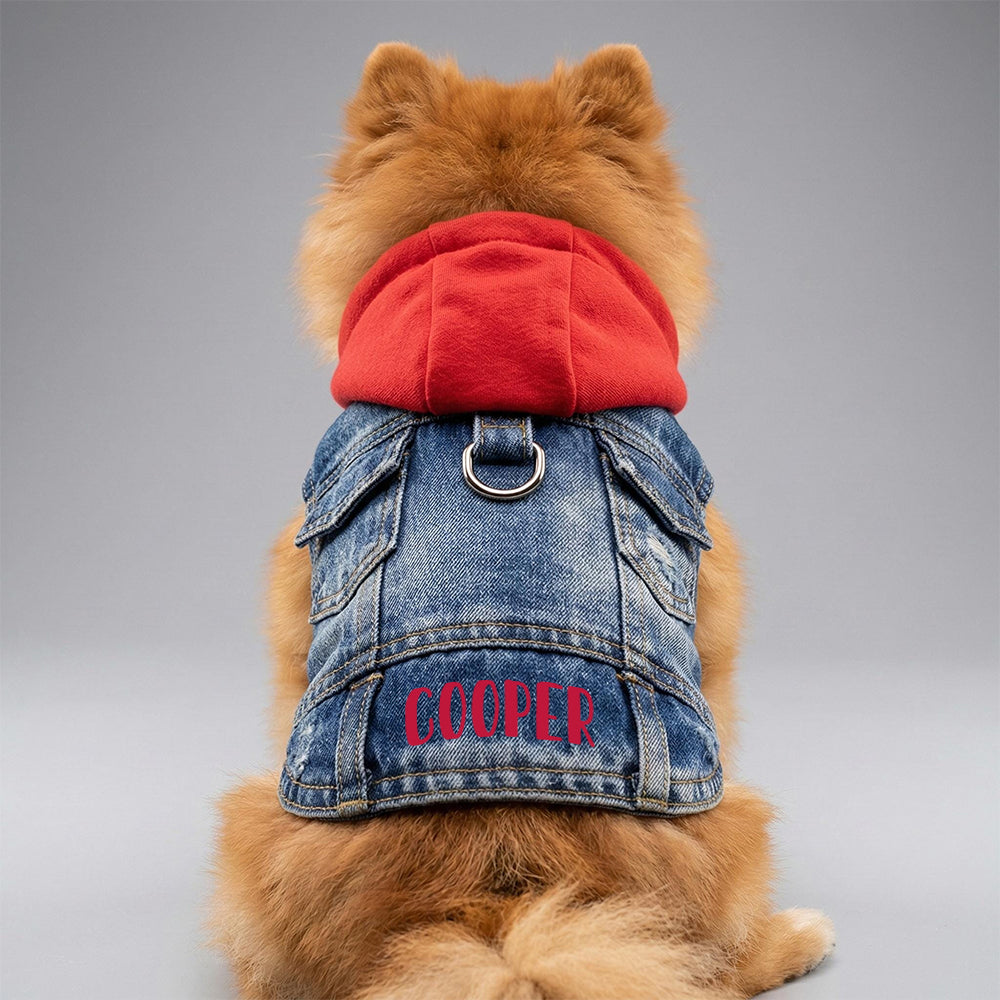Personalized Name Denim Pet Hoodie Jacket | inCloth60