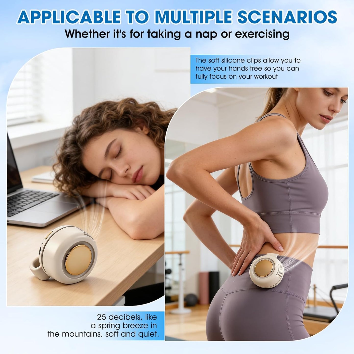 Clip de ventilateur portable silencieux sans pales