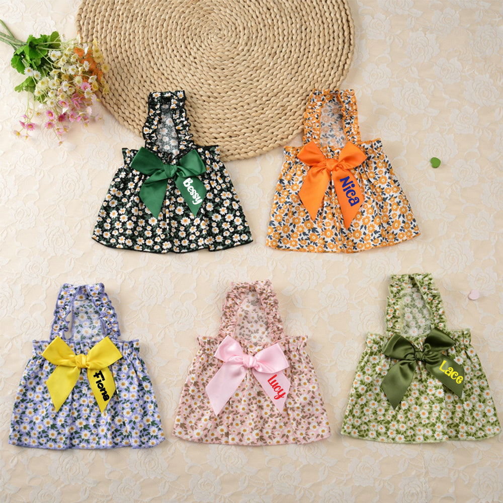 Robe personnalisée à nœud floral pour animaux | inCloth12