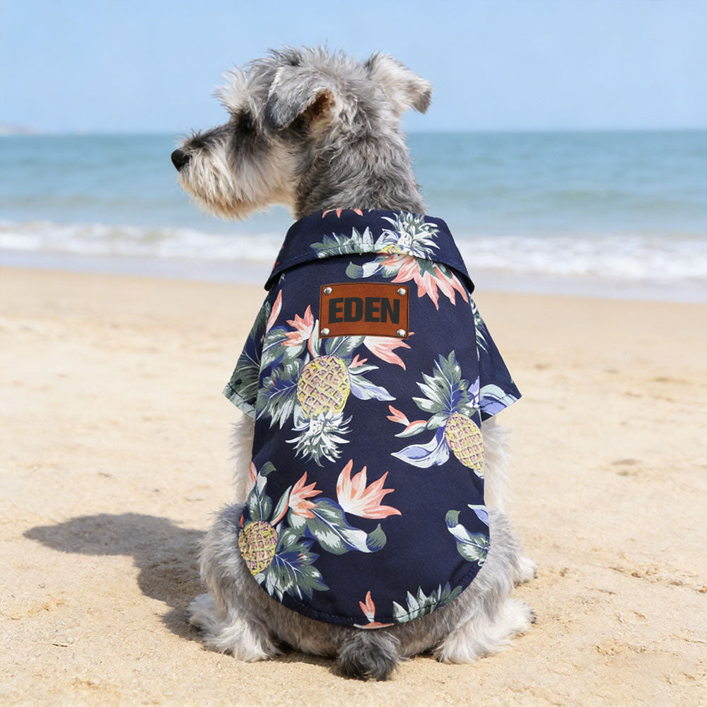 Personalized Leather Patch Name Hawaiian Pet T-shirt | inCloth57
