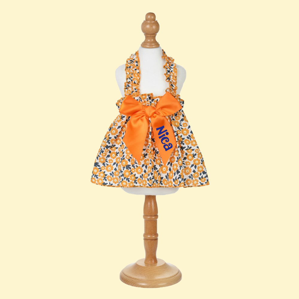 Robe personnalisée à nœud floral pour animaux | inCloth12