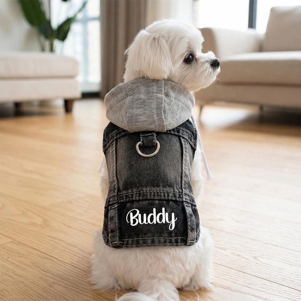 Personalized Name Denim Pet Hoodie Jacket | inCloth60