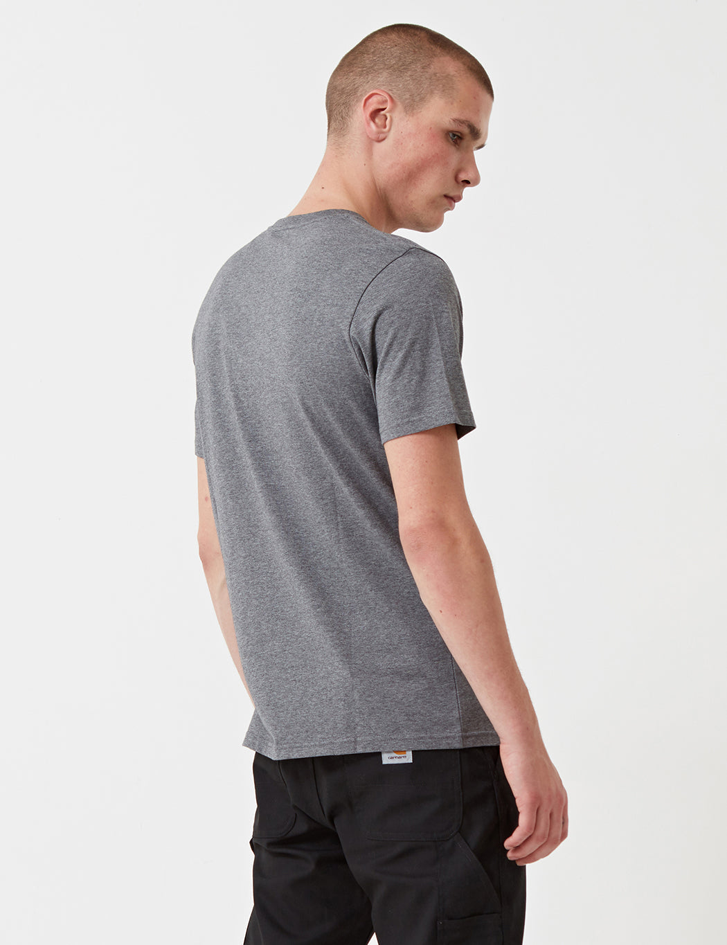 T-Shirt mit Brusttasche - Dunkelgrau meliert