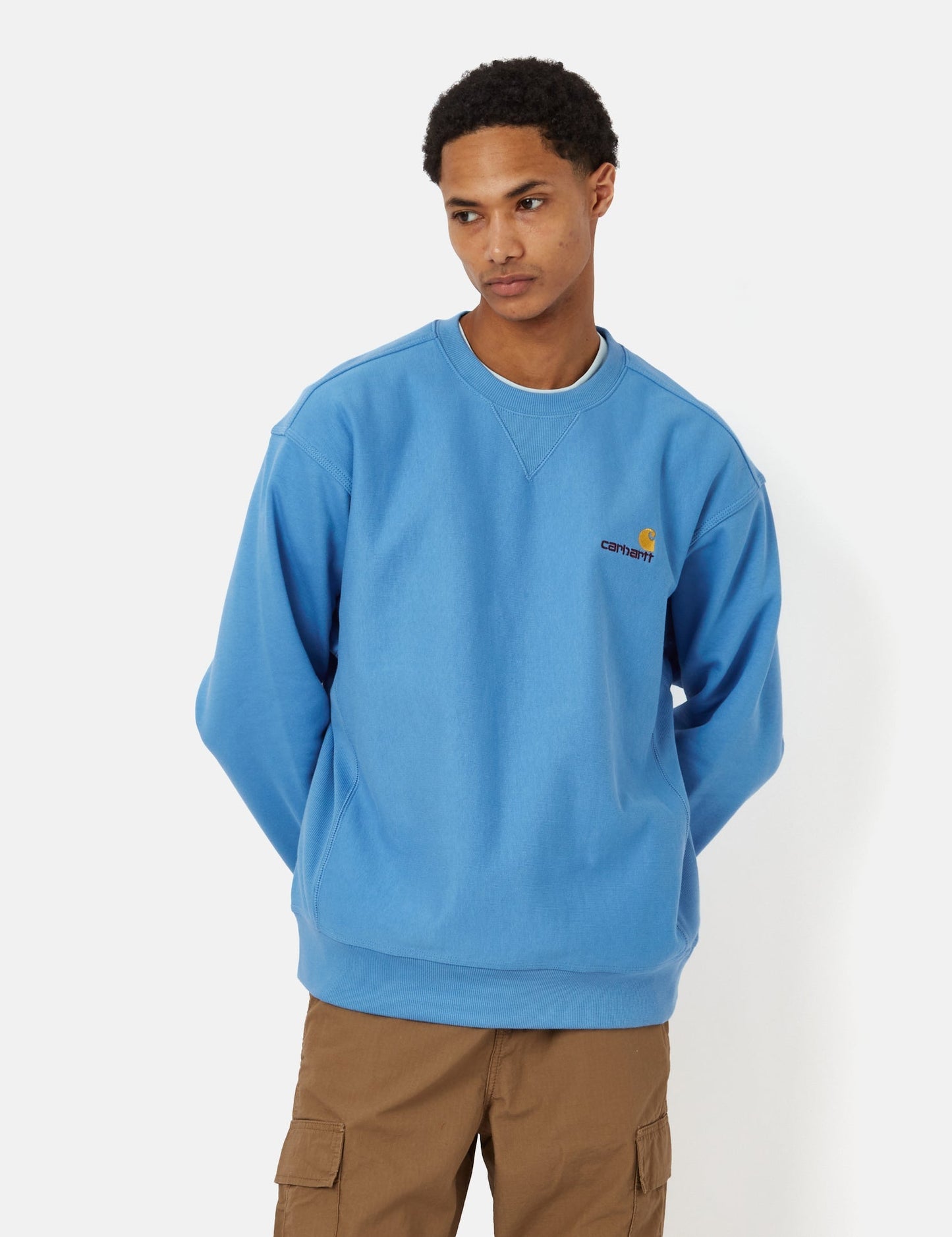 Sweat-shirt American Script - Bleu Gentiane