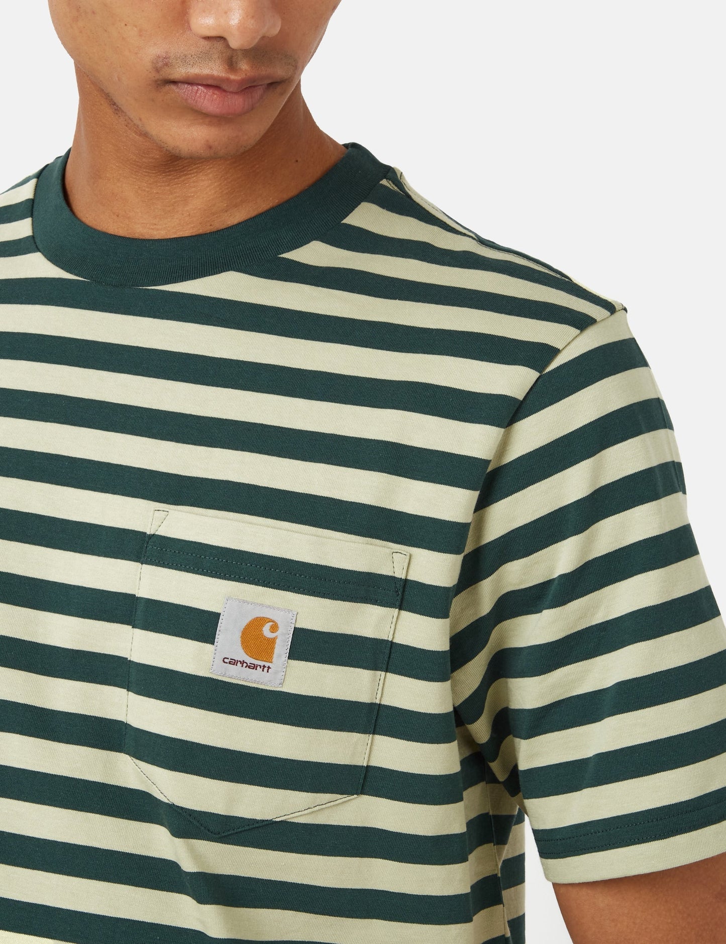 T-Shirt Scotty Stripe Pocket (Regular) – Botanic Green/Agave Green
