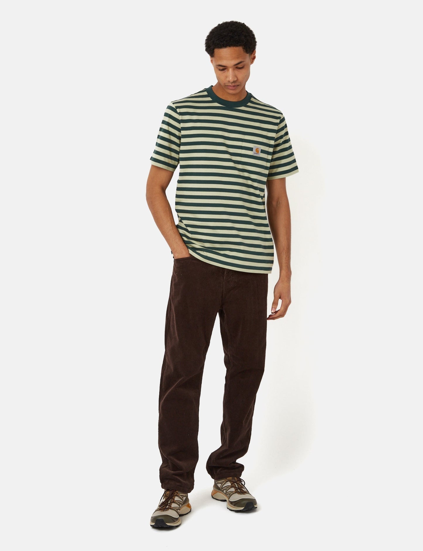 T-Shirt Scotty Stripe Pocket (Regular) – Botanic Green/Agave Green