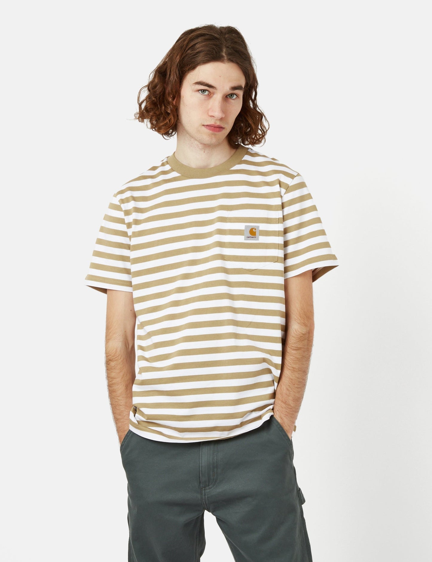 T-Shirt Scotty Stripe Pocket (Regular) – Botanic Green/Agave Green