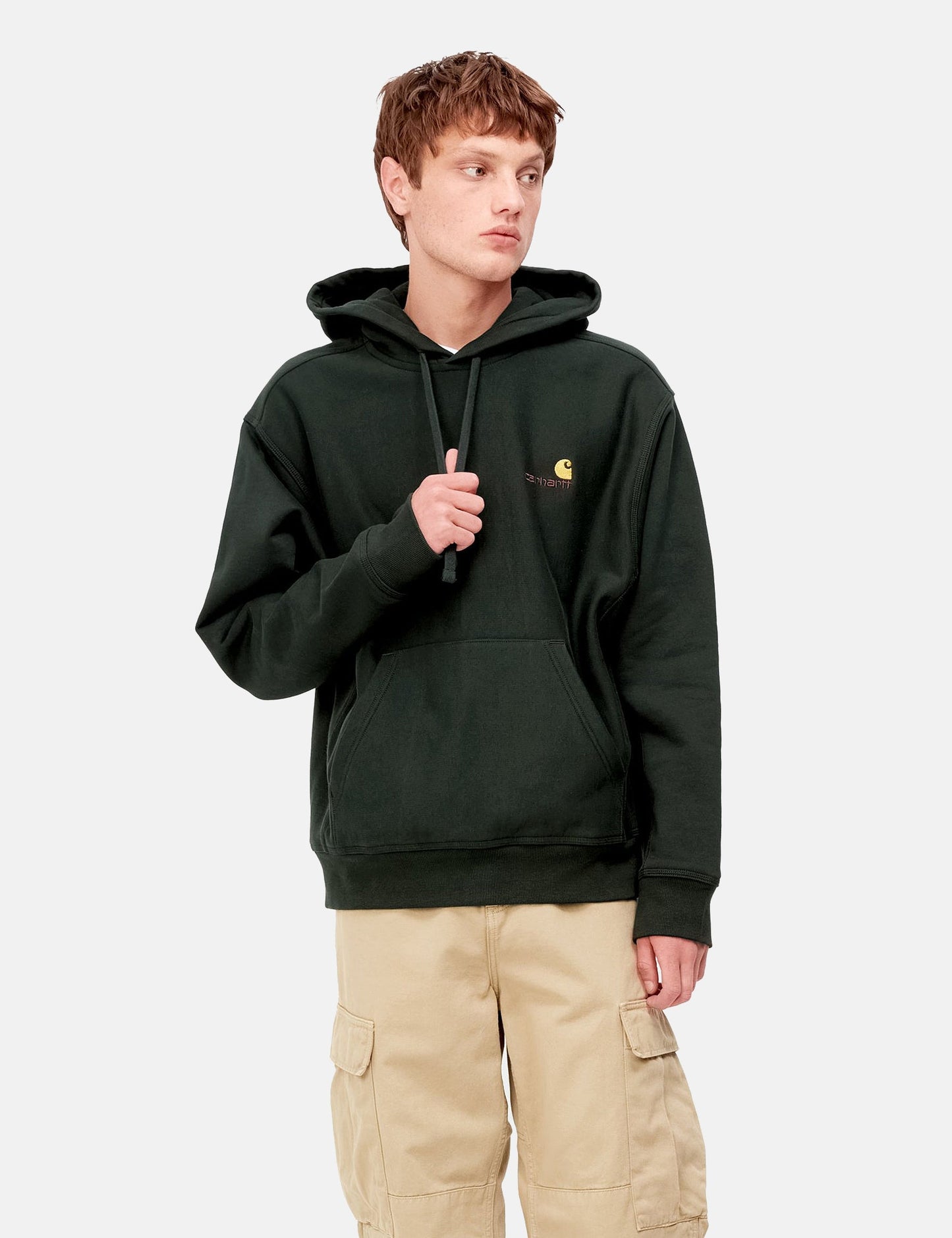 Sweat-shirt à capuche American Script - Vert botanique