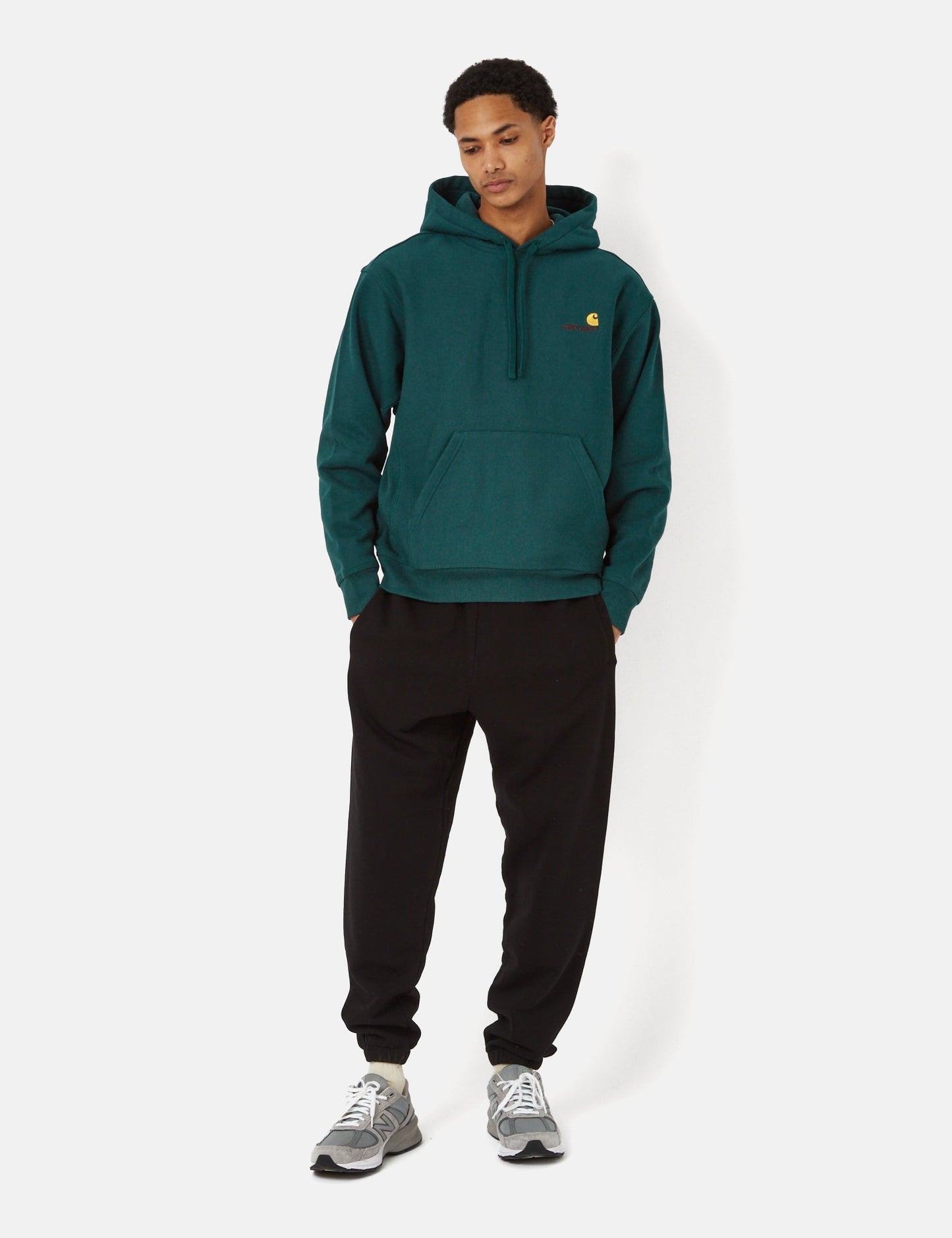 Sweat-shirt à capuche American Script - Vert botanique