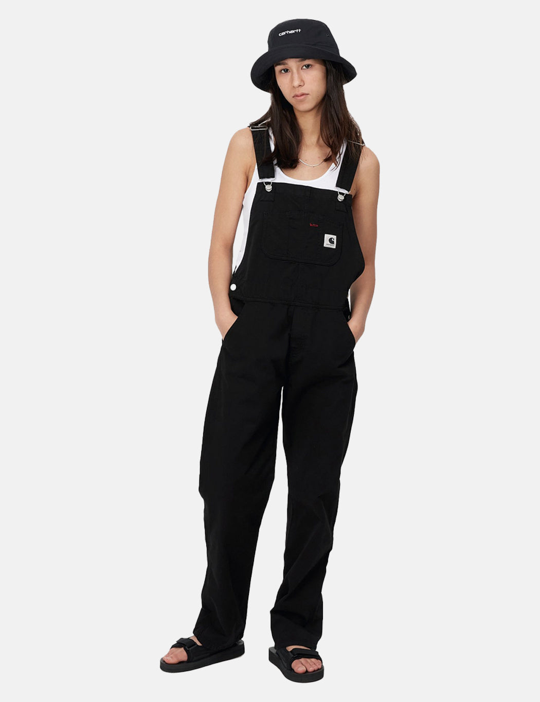Latzhose für Damen (gerader Schnitt) – Schwarz