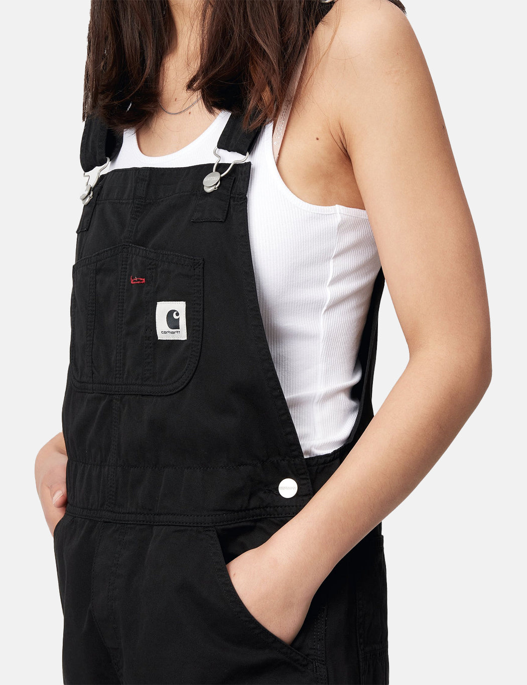 Latzhose für Damen (gerader Schnitt) – Schwarz