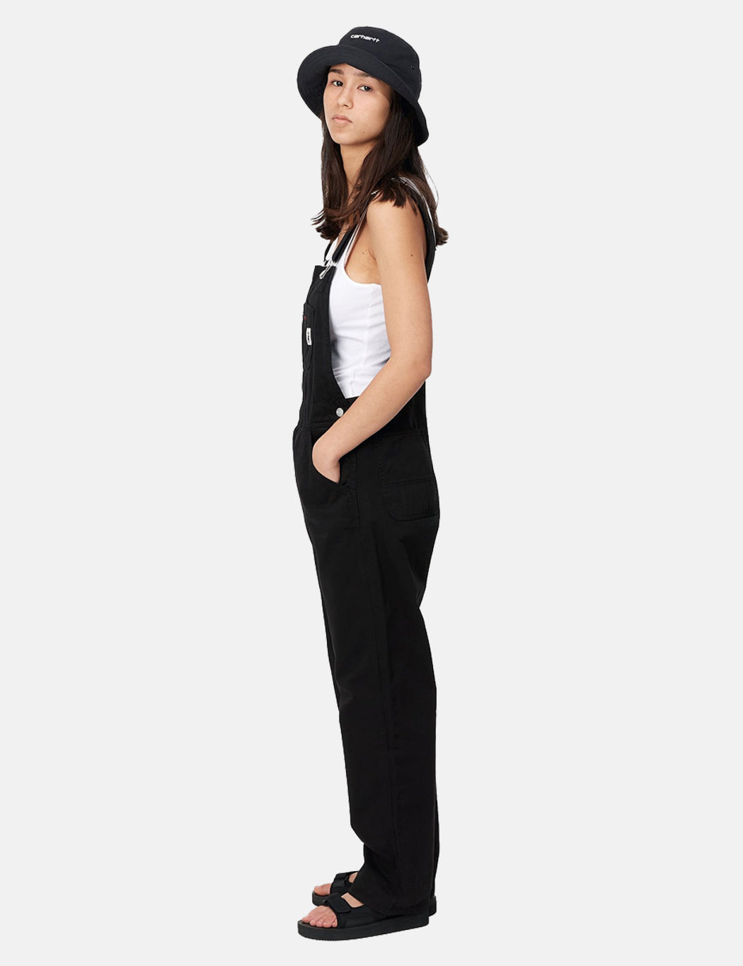 Latzhose für Damen (gerader Schnitt) – Schwarz