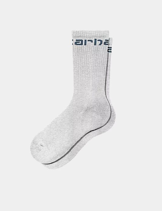 Chaussettes - Gris chiné cendré/Bleu Liberty