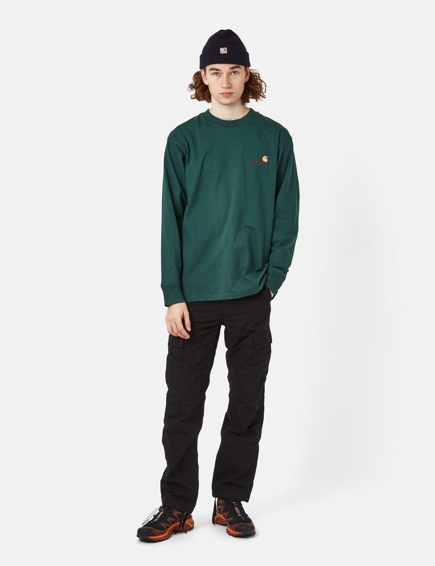 T-shirt manches longues American Script (biologique) - Vert botanique