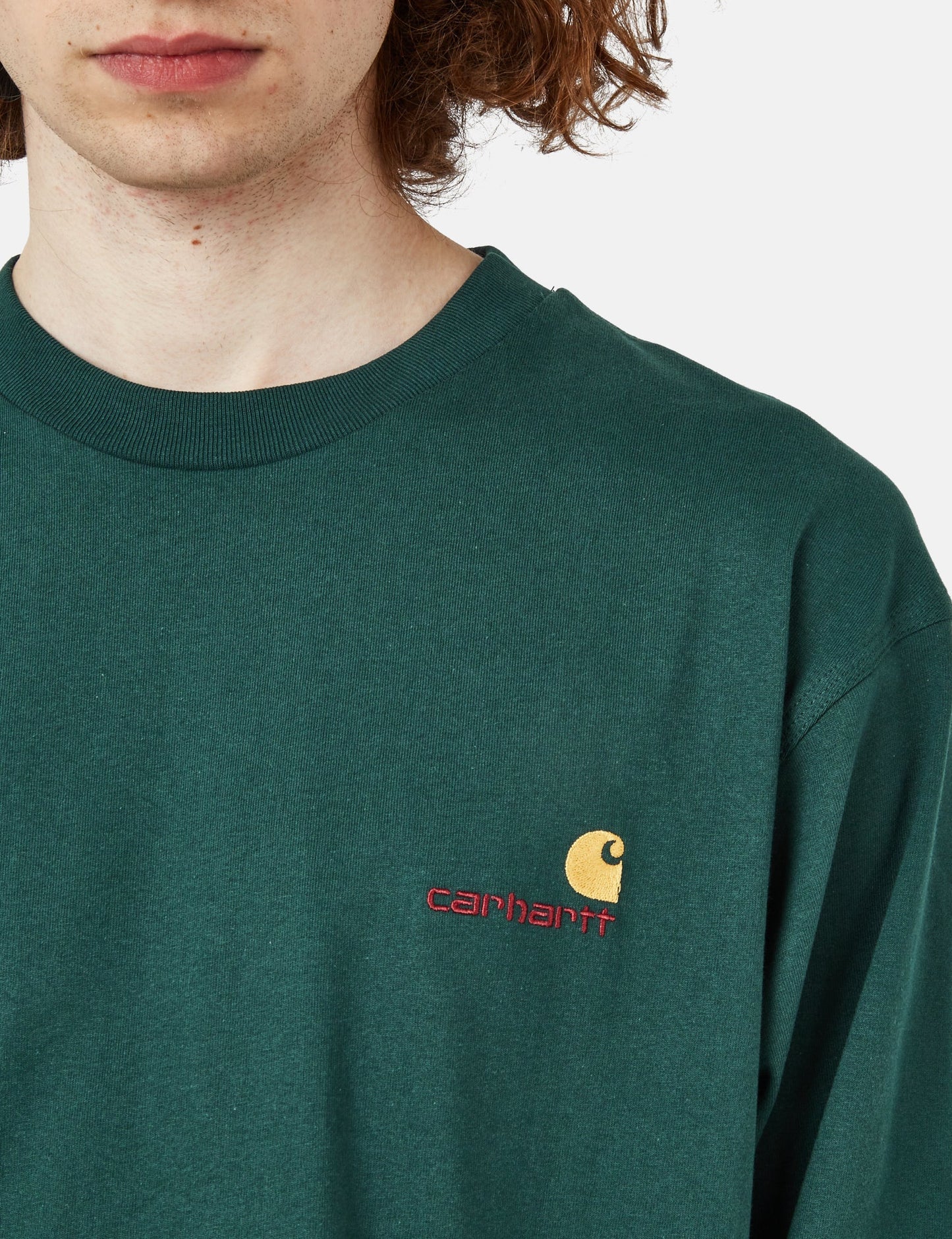 T-shirt manches longues American Script (biologique) - Vert botanique