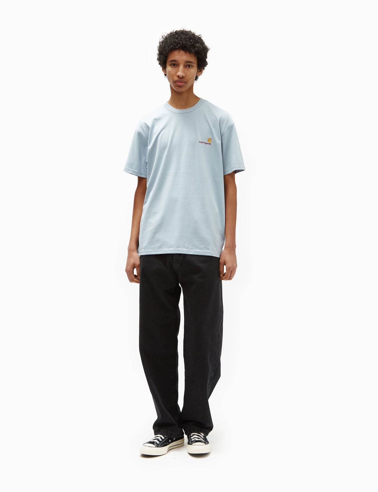 T-shirt "American Script" (ample) - Bleu givré
