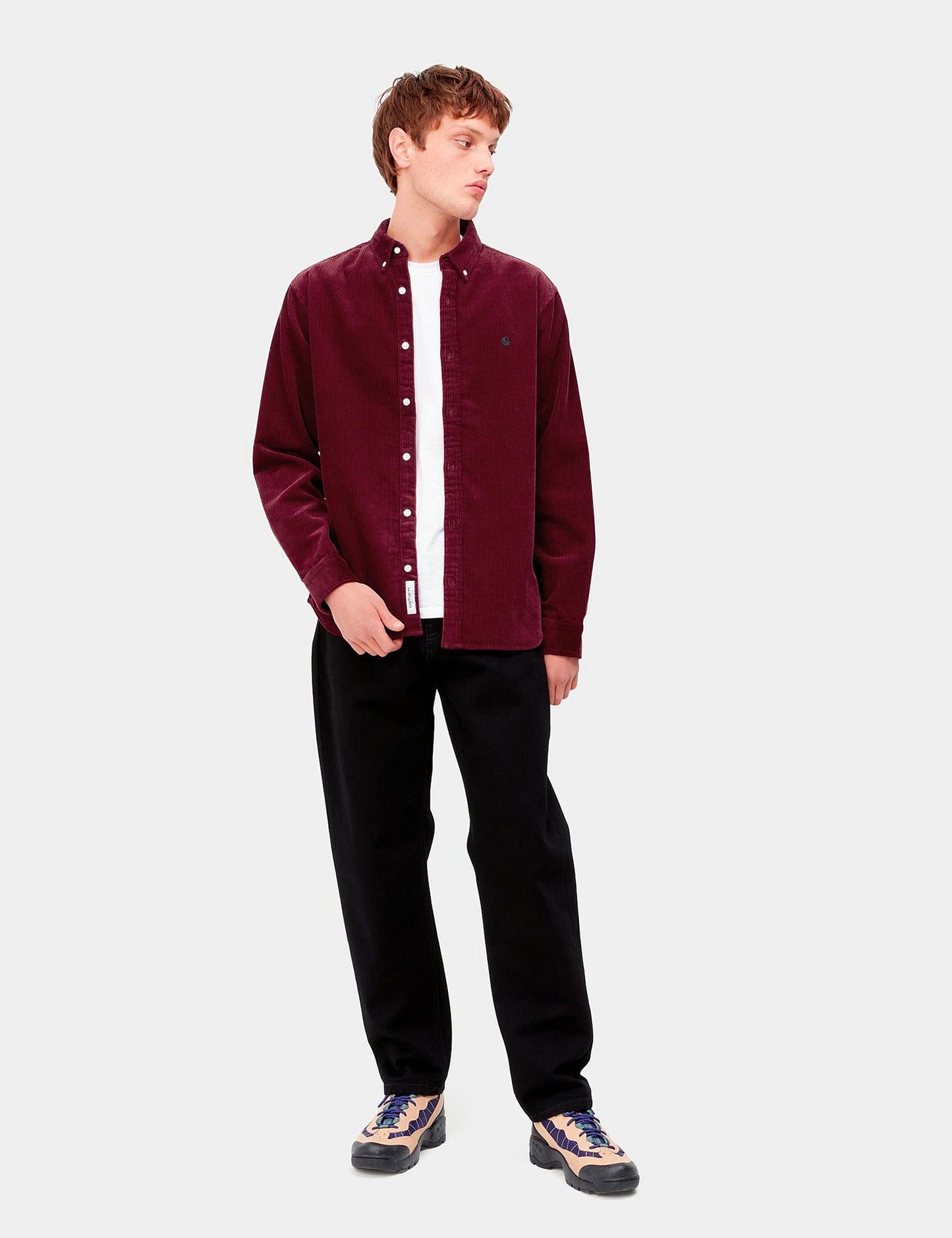 Chemise Madison en velours côtelé - Bourgogne/Noir Corvina