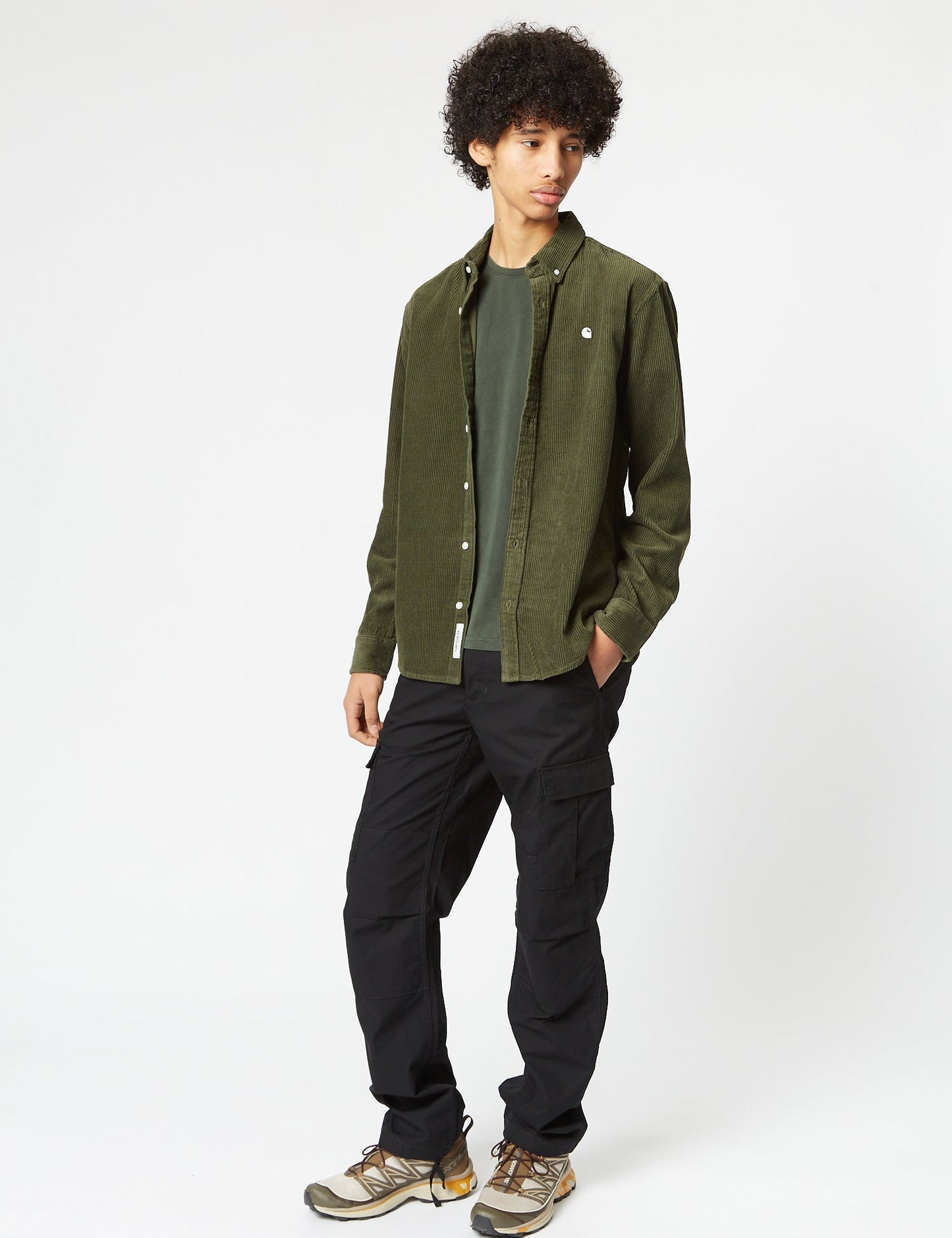 Madison Hemd (Feincord) - Plant Green/Wax